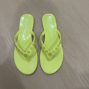 Tory Burch Studded Jelly Flip Flops Sandals Lime Size 8